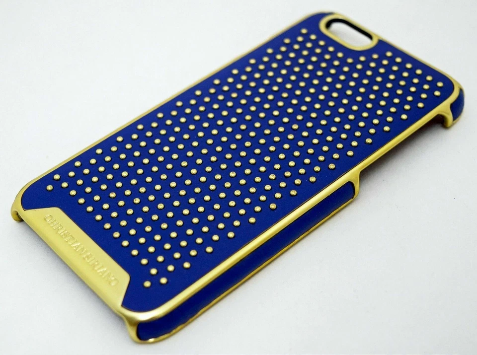 NUEVO Estuche Rígido Christian Siriano iPhone 6/6s AZUL/DORADO Acentos con Tachuelas Apple Foto 4 de 4