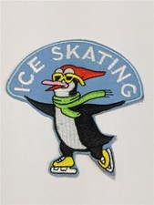 Ice Skating Penguin iron on PATCH skater  sk9 figure hockey 3 inch flip