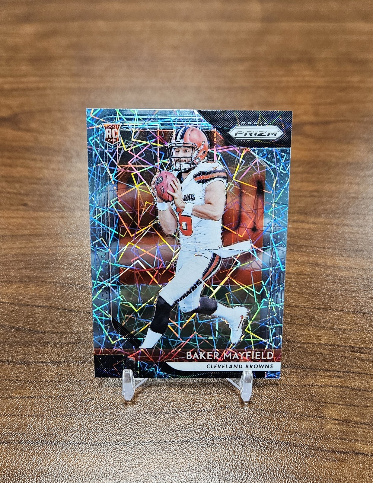 2018 Panini Prizm #201 Baker Mayfield Prizm Blue Lazer RC Rookie
