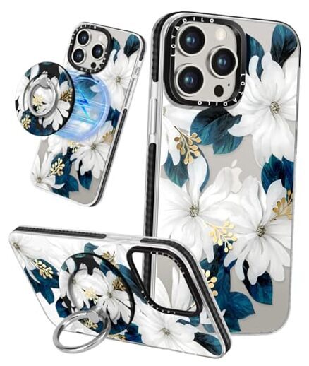 Case for Women Girls - Compatible with Magsafe for iPhone 12 Pro Blue Flower