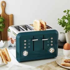Spectrum Teal 4 Slice 1750W Toaster- slide-out crumb trays - 4 Slice Toaster 