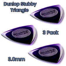 Dunlop Stubby Triangle Guitar Picks 473 Purple 3.0mm 3 Pack