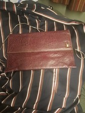 Vintage Shirl Miller Ltd Burgundy Leather Clutch Pouch 