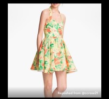 Alice + Olivia Fleur Bustier Dress Small Abstract Garden Halter Fit & Flare Silk