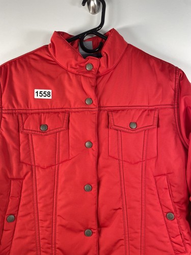 Vtg Nike Girls Cropped Bomber Winter Jacket Red Coat Size M (8-10) 19x20.5 - Picture 2 of 10