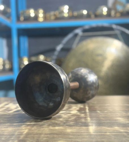 6/7 Inches Double Chalice Singing Bowl With Handle - Tibetan Handmade Sound Heal - Picture 3 of 5