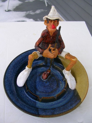 "GOLFER ASHTRAY HANDCRAFTED VINTAGE ART "SIGNED" POTTERY, (SEE PICTURES) RARE - Picture 2 of 12