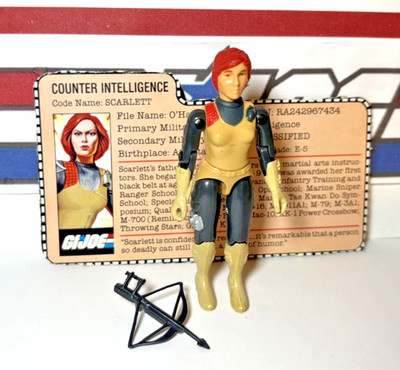 GI Joe Scarlett 1982 v1 *COMPLETE w/File Card, Near Mint!* Straight Arm Vintage
