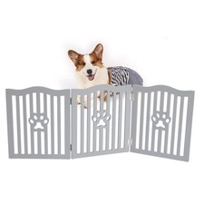 Pet Gate, Wooden Free Standing Dog Gate for Small Dogs and Cats. Great Foldin...