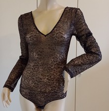 BODY TEZENIS PIZZO NERO BRONZO TAGLIA M/L SEXY LINGERIE INTIMO