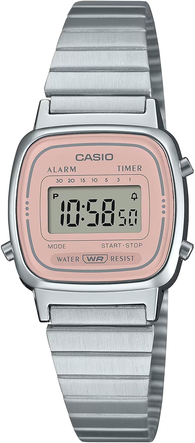 Reloj digital Casio Rady LA670WEA-4A2 plateado x rosa grisáceo