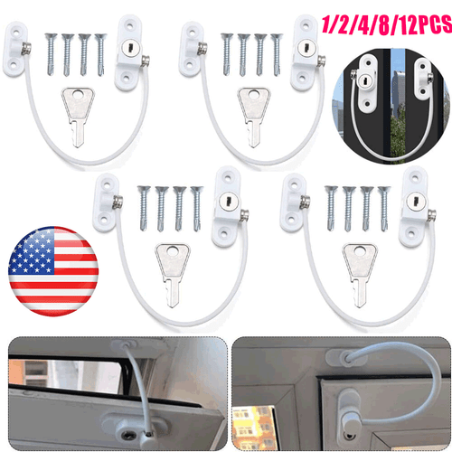 1-12xFenster Tür Kabel Begrenzer Sicherheit Schlüssel Schloss Fang Draht Baby Kind Sicherheit - Bild 1 von 18