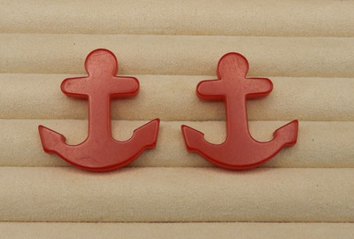 Set of 2 Vintage Plastic Anchor Buttons With Metal Shank  ~1'' (E20)