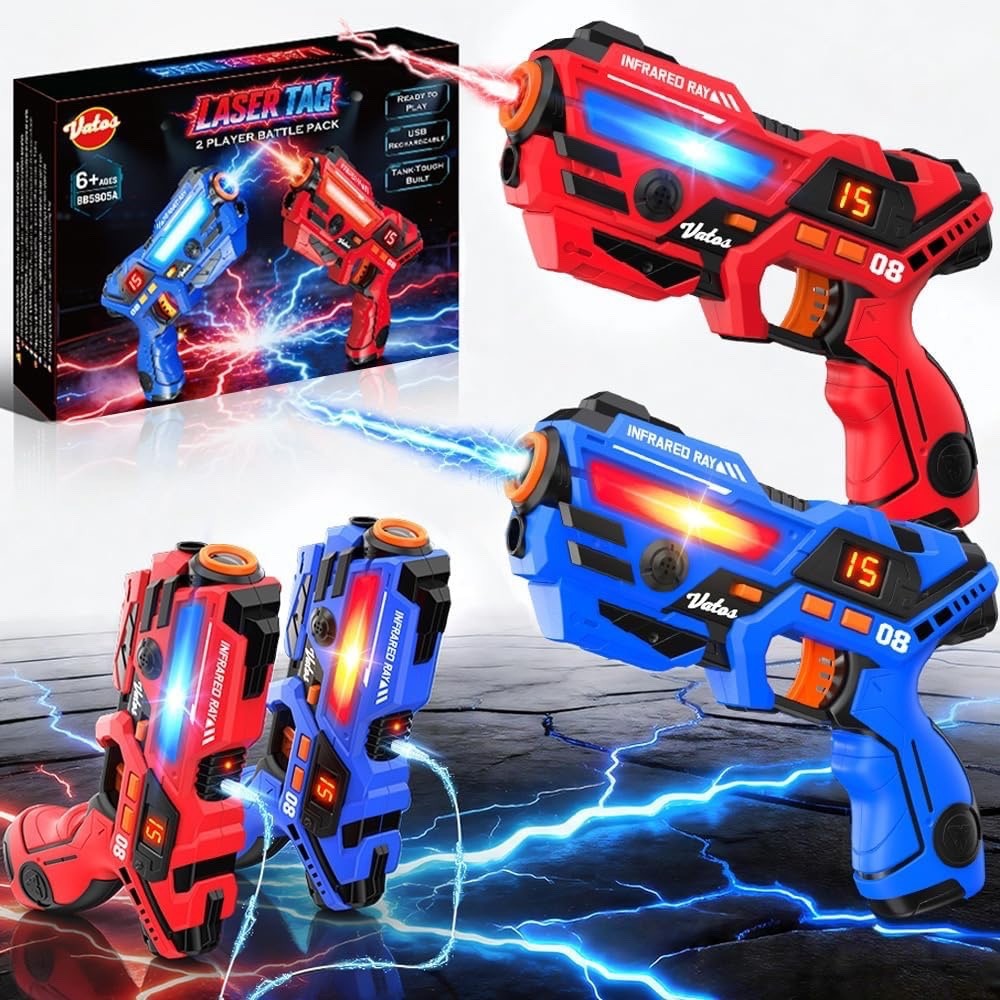 VATOS Rechargeable Laser Tag Set of 2, Infrared Laser Tag Gun with LED Screen