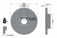 Textar Bremsscheiben Textar PRO Ø 345Mm AußEnbelüFtet Beschichtet FüR BMW 921232