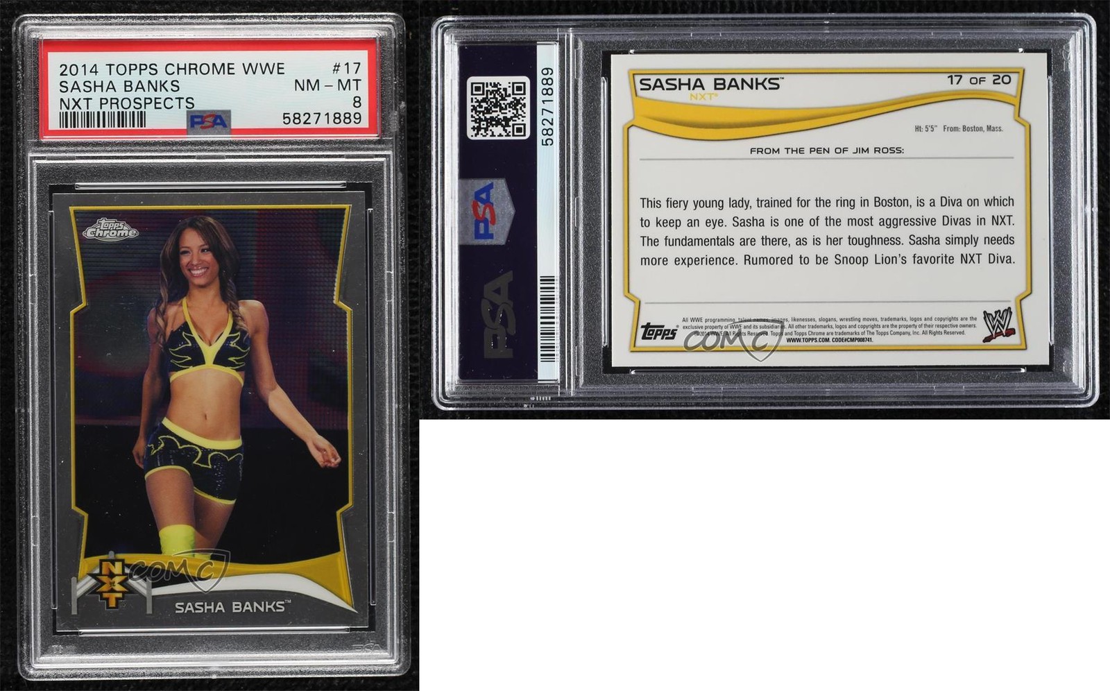 2014 Topps Chrome WWE NXT Prospects Sasha Banks #17 PSA 8