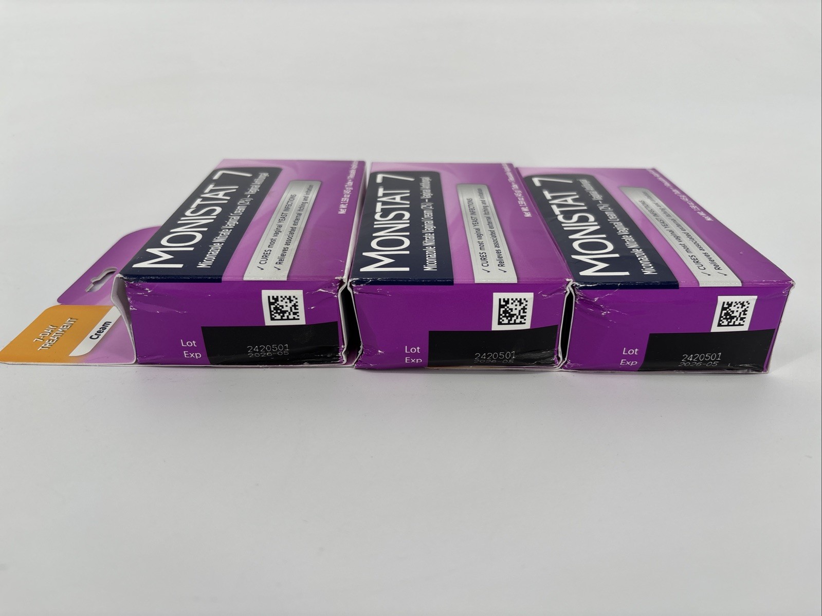 Monistat 7 Vaginal Antifungal Cream Applicators 1.59oz Tube Exp 5/26 3-Pack