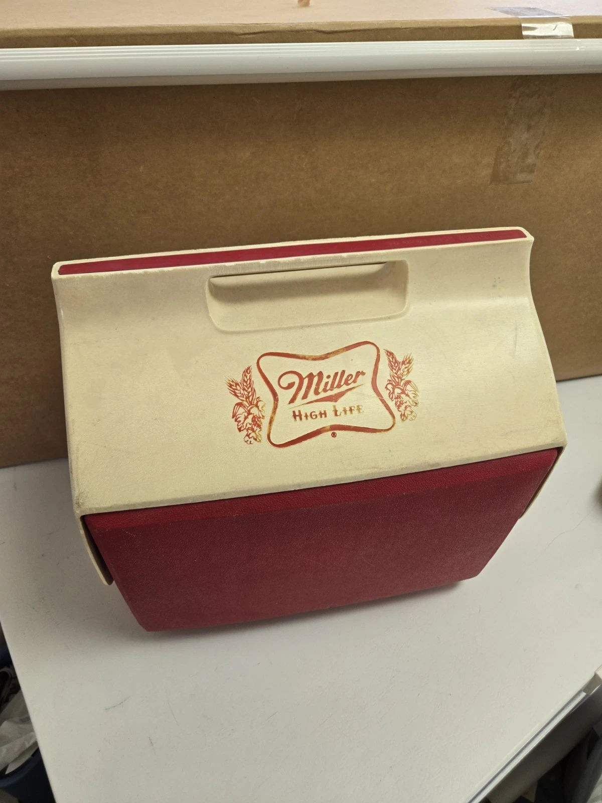 Miller High Life Igloo Playmate Cooler Lunch Box Red White Vintage