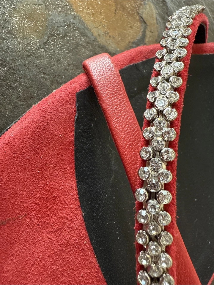 Sandalia Zapato Donald Pliner Cuero Rosa Rojo Usada Una Vez $795 Foto 4 de 4