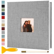 Photo Album Self Adhesive Pages Scrapbook Magnetic Photo 11"x10.6" 40Pages Grey