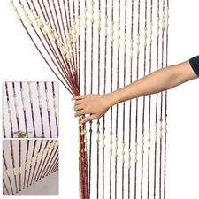 Wooden Beaded Bamboo Door Curtain Hanging Fly Screen Blind Divider Room Decor UK