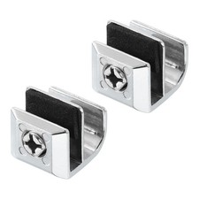 2 Pcs Frameless Glass Clamp Non-Porous Shower Clips for 3-5 mm Glass, Silver