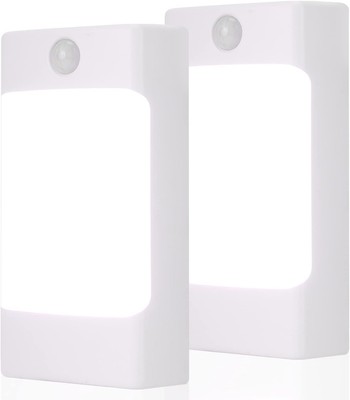 4-in-1 LED Night Light Emergency Backup Light, Motion Sensor, 2-Pack, White 