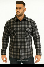 Mens Thermal Insulated Brushed Fleece Lumberjack Shirt Check LONG Sleeve Work