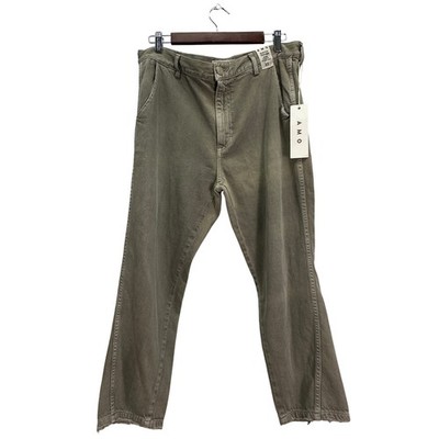 AMO Slouch Structured Trouser Gray Green Relaxed Fit Ankle Pants Size 32 NEW