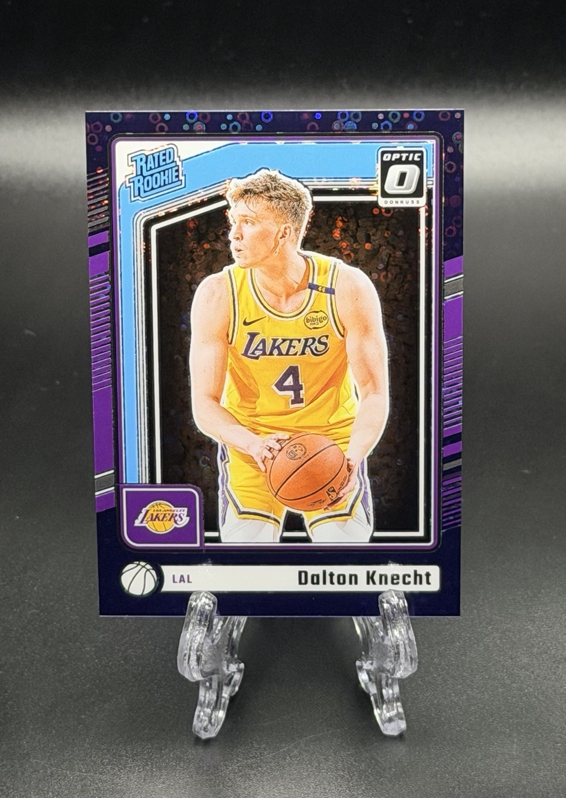 Dalton Knecht 2024 Donruss Optic SP JERSEY NUMBER 4/99 RC Fast Break Purple #256