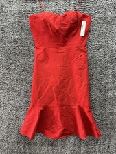 J. CREW Womens Size P6 Strapless Ruffle Hem Dress Coral Midi G4600 NWT