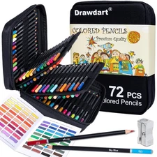 72 Color Colored Pencils Set Soft Core Drawing Sketching Art Zipper Case Kit