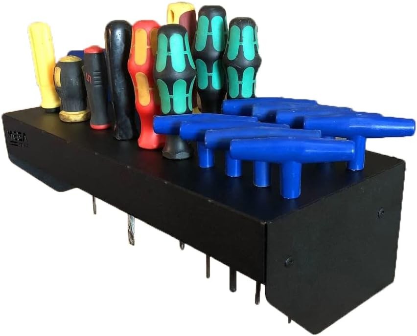 24 Slots Screwdriver Holder- Wall Mountable Metal Tool Shelf Storage Rack for H