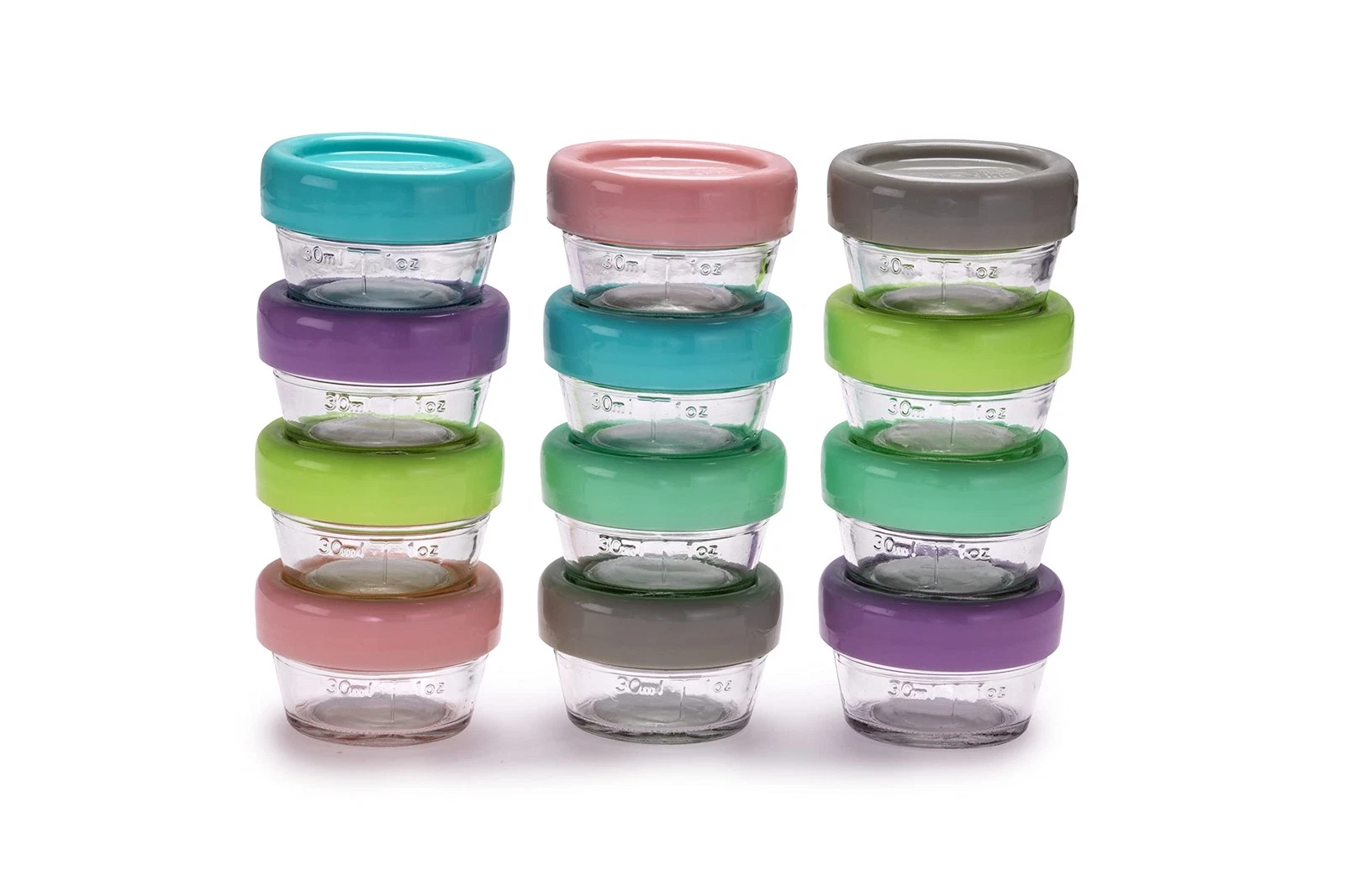 12 Piece 2oz Glass Food Storage Jars Airtight Leakproof Eco Friendly Containers
