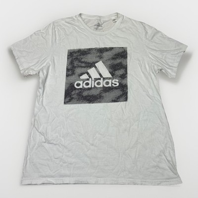 Adidas Amplifier Tee Men s Large White Graphic Logo T Shirt Short Sleeve Casual