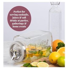 Image of KILNER Glass Jar With Tap Drinks Dispenser For Fridge 3L Cold Beverage, Cocktail