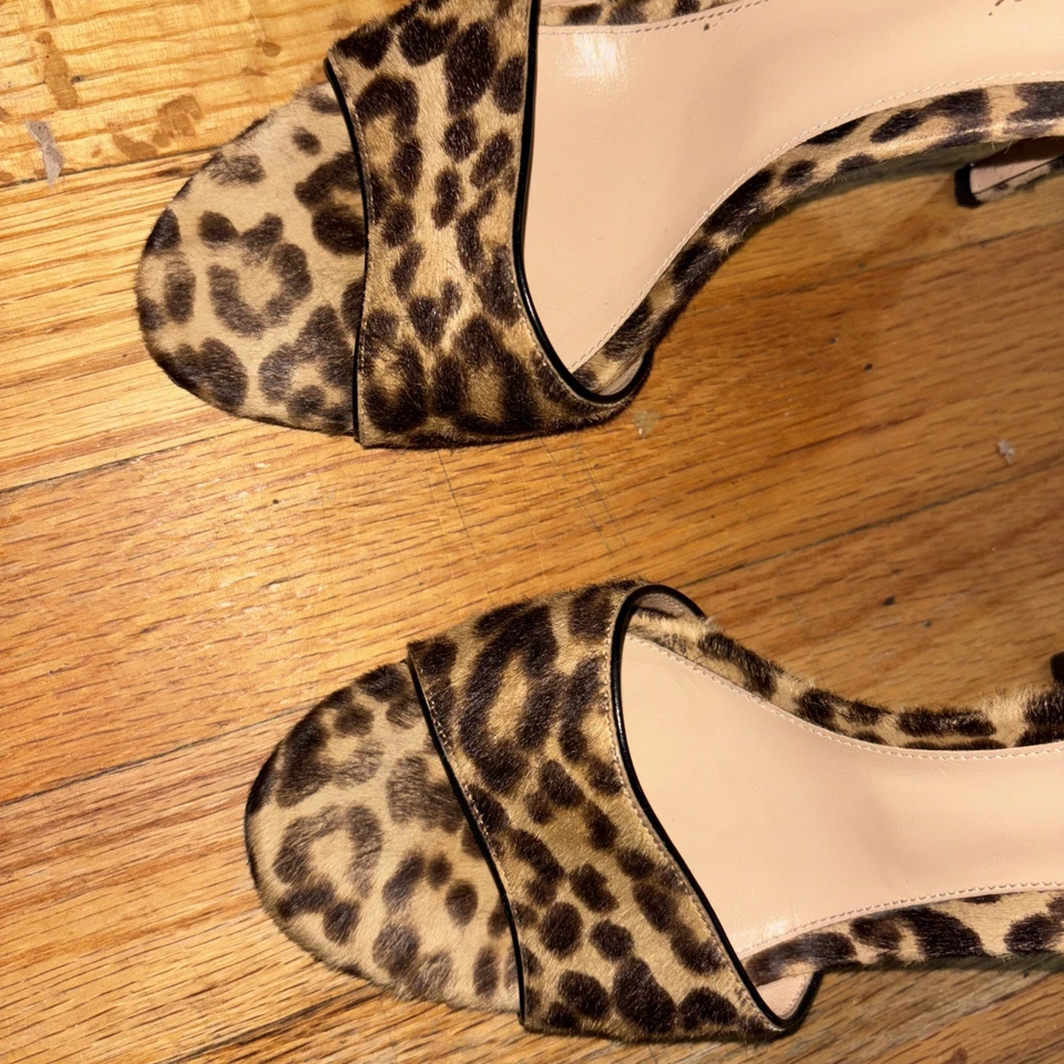 GIANVITO ROSSI 豹纹小腿毛踝带高跟鞋 40 US 8.5 码 — 第 3/4 张图片