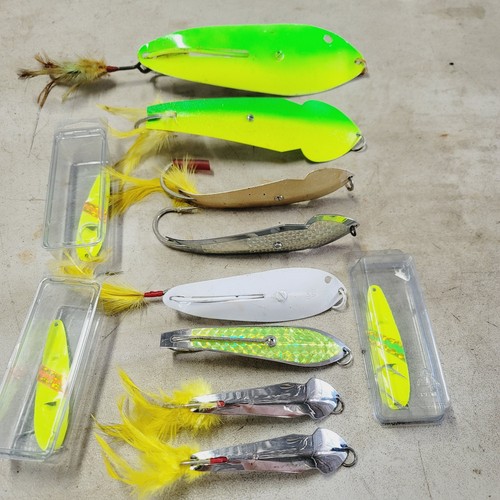Lot Of 11 Mixed Spoons Trolling Spoon 5- Tony Accetta, Nome Tackle Various Sizes