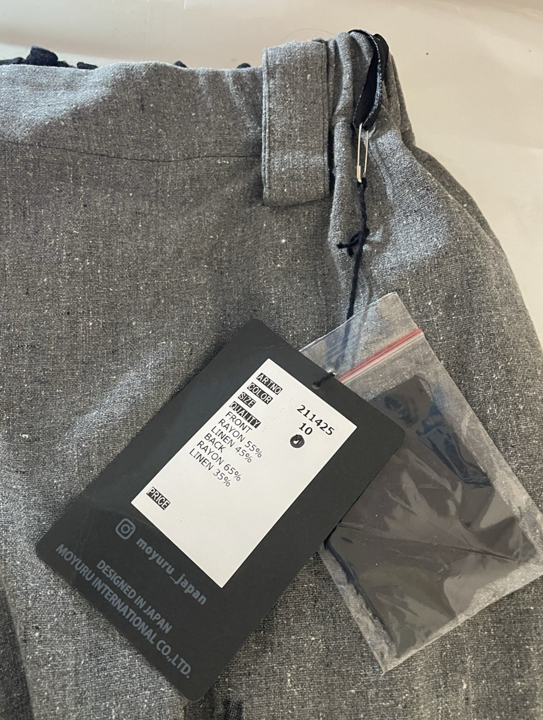 Moyuru Rayon/Linen Gaucho Sarouel Pants Gray Black NWT US Size XS, Japan M