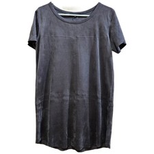 Olivaceous Gray Faux Suede Kimmie Shift Pullover Mini Tunic Dress Size Medium