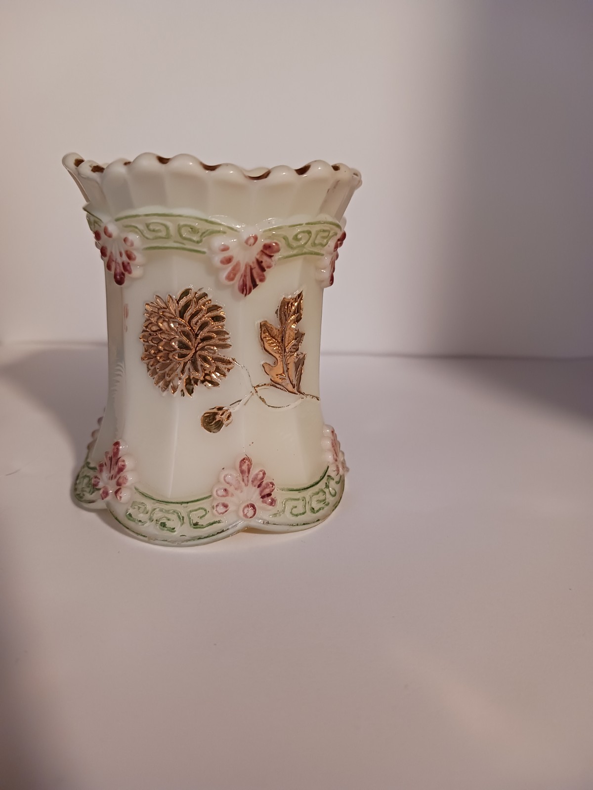 Eapg Ivory Chrysanthemum Sprig Toothpick Holder.  Northwood Glass. 1898.  EUC.