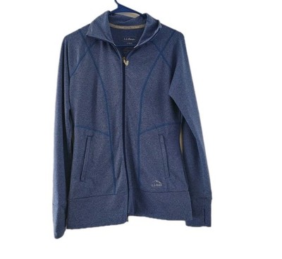 LL Bean Blue Jacket Full Zipper Mock Neck Pockets  Size Women's Small  