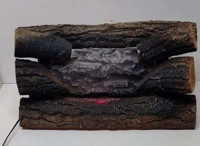 VINTAGE Light Up Fireplace Wood Logs Faux Fire Electric Mid Century Modern 20" - Image 1 of 4
