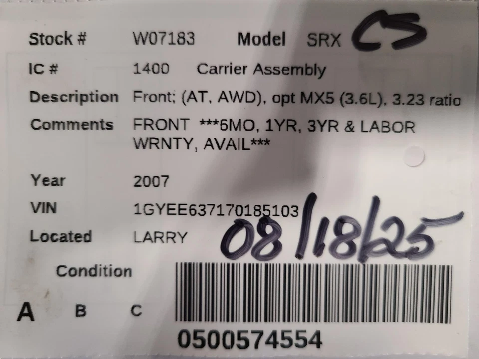 Used Differential Carrier Assembly fits: 2007 Cadillac Srx Front Grade A - Image 3 of 4