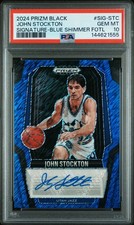 2024 Panini Prizm Black John Stockton Blue Shimmer Auto 25/25 PSA 10 Jazz 1/1