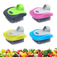 Aodaer 4 Pieces Vegetable Brush Potato Scrubber Blue, Hot Pink, Yellow, Green