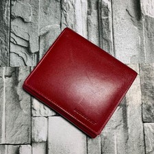 Burberry Red Small Leather Bifold Card Wallet Red Logo Excellent gift