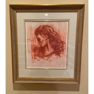 WILLIAM J. SCHULTZ American Artist Conte Crayon Portrait Framed & Matted