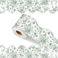 Sage Green Floral Bulletin Board Borders for Classroom Office Home Decor