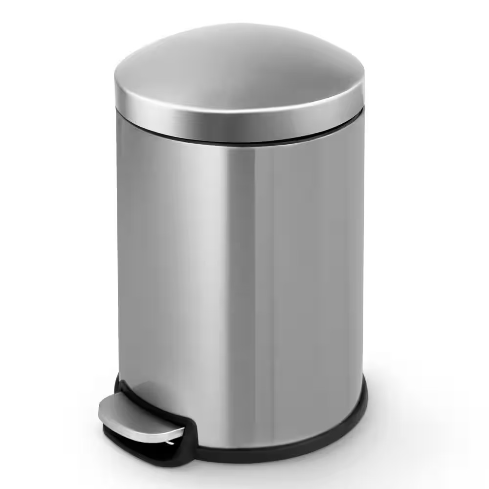 1.3 Gal. Stainless Steel Brushed Fingerprint-Resistant round Step-On Trash Can